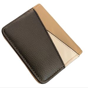 Tan, White, And Black Faux Leather Bifold Wallet